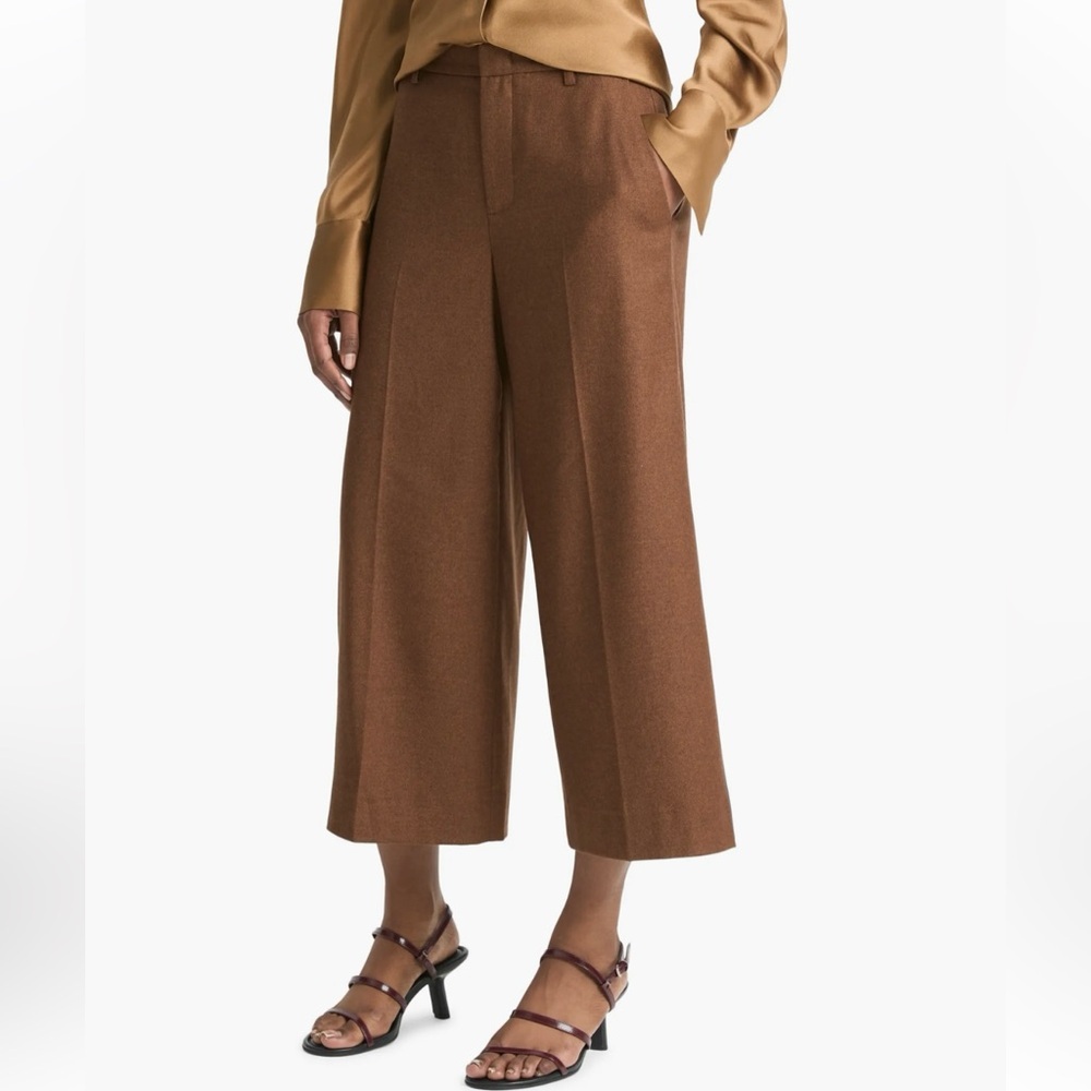 Vince Wool Blend Culottes Brown Cropped Wide Leg Pants Trousers Festive Size 12